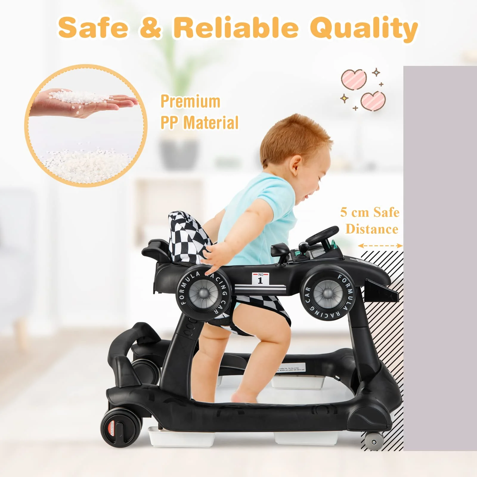 BABY JOY 4-in-1 Baby Walker, Foldable Activity Car Baby Walker - Image 8