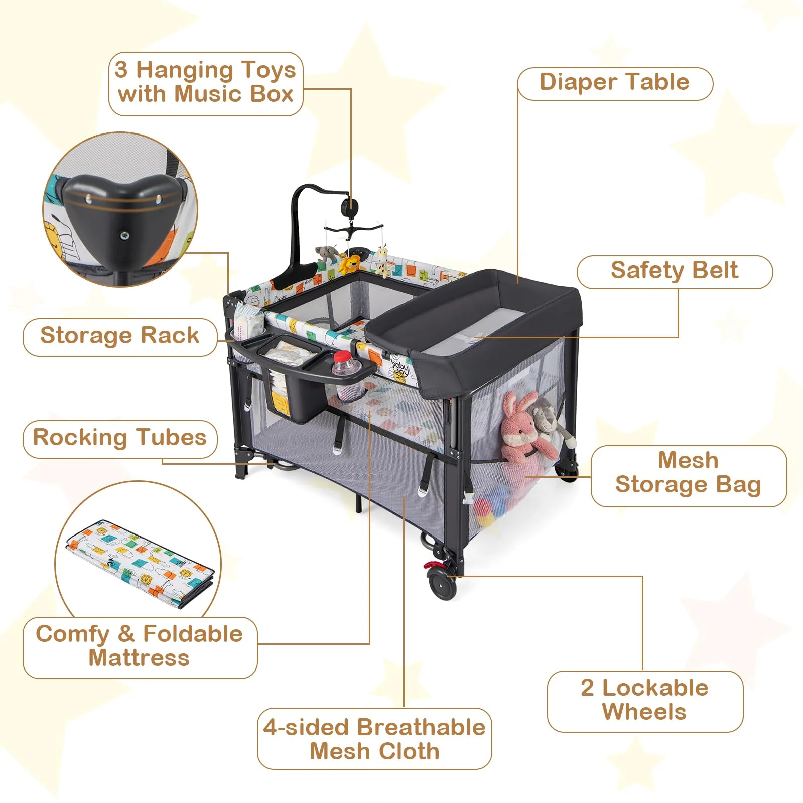 BABY JOY 5-in-1 Baby Bassinet - Image 8