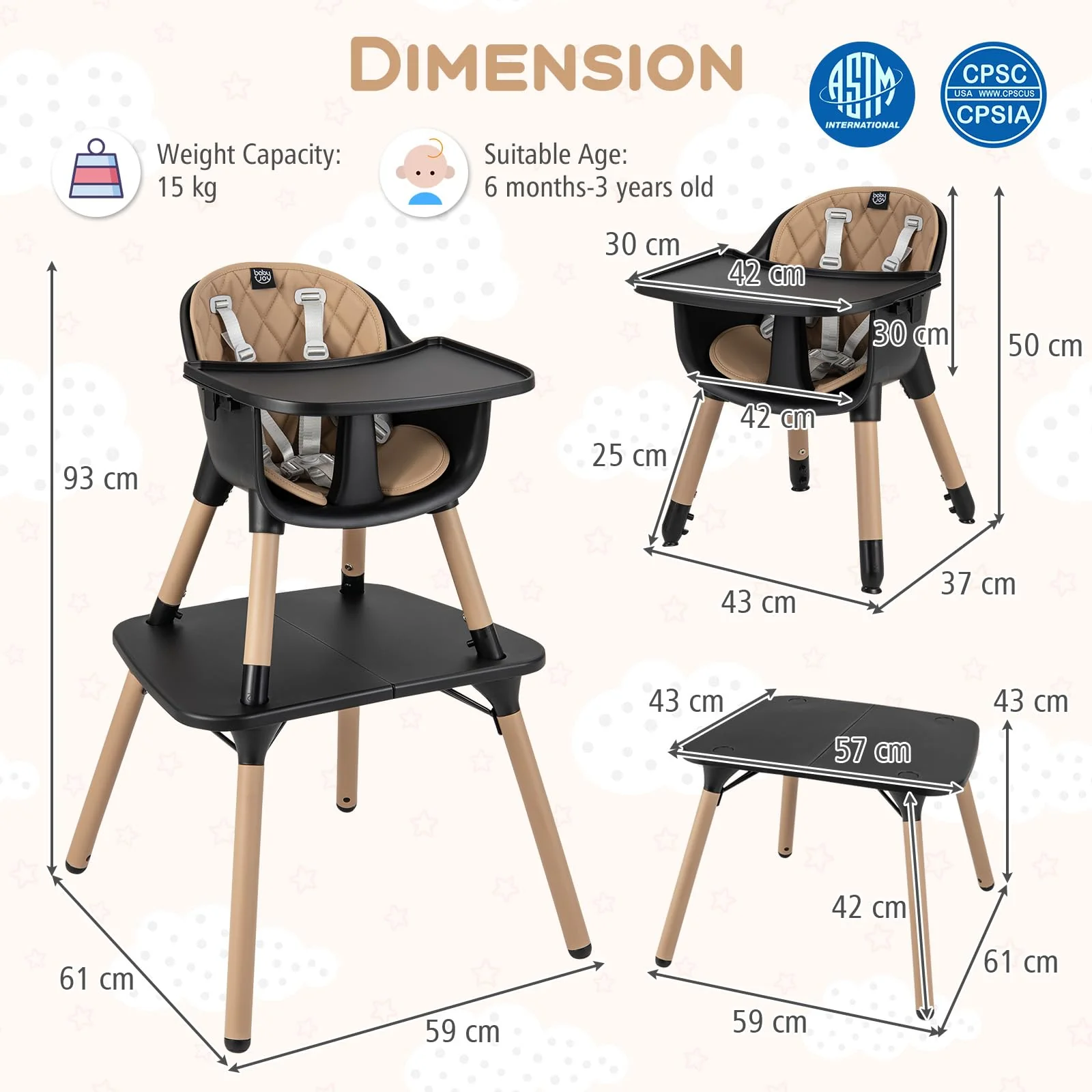BABY JOY 5 in 1 Convertible Baby High Chair - Image 3
