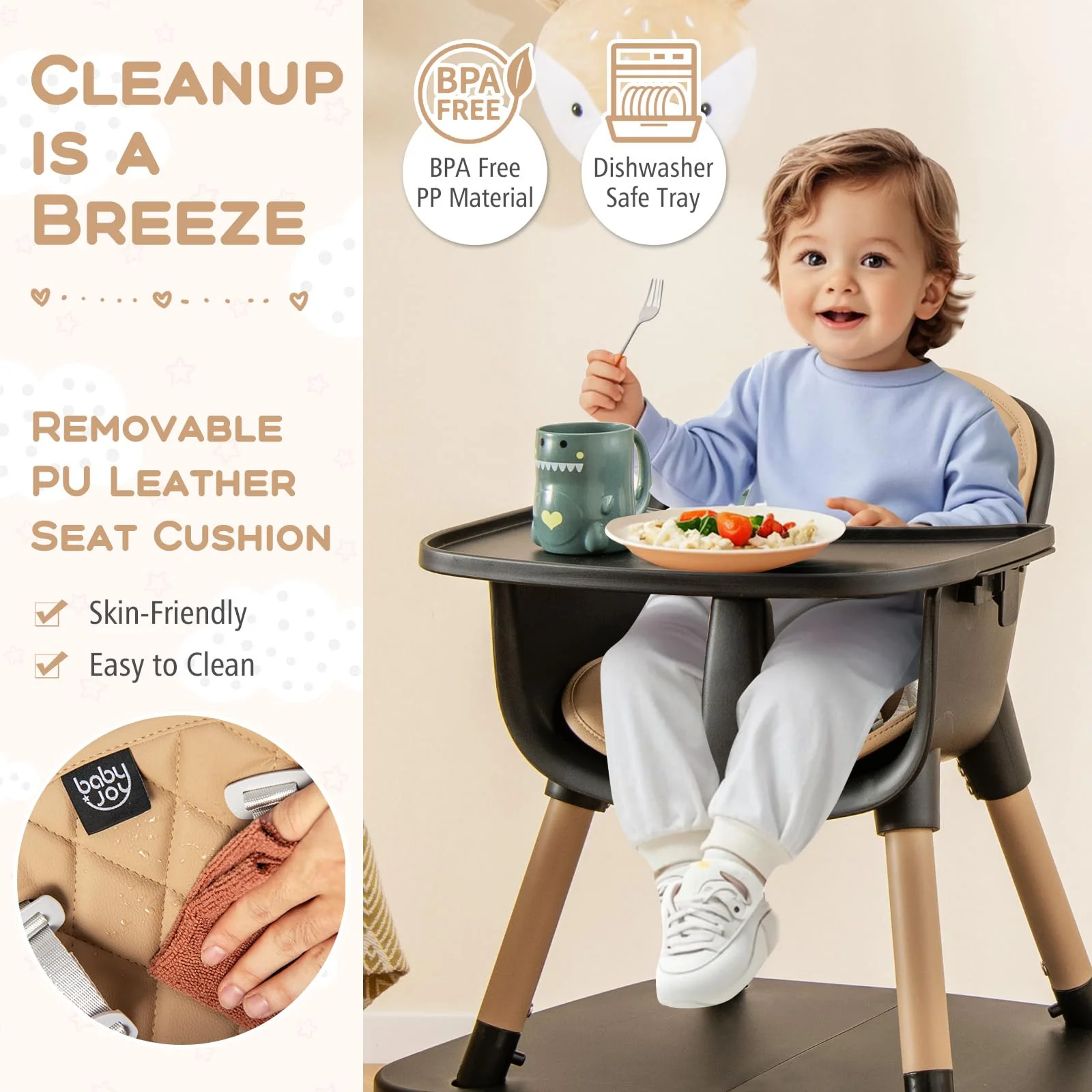 BABY JOY 5 in 1 Convertible Baby High Chair - Image 6