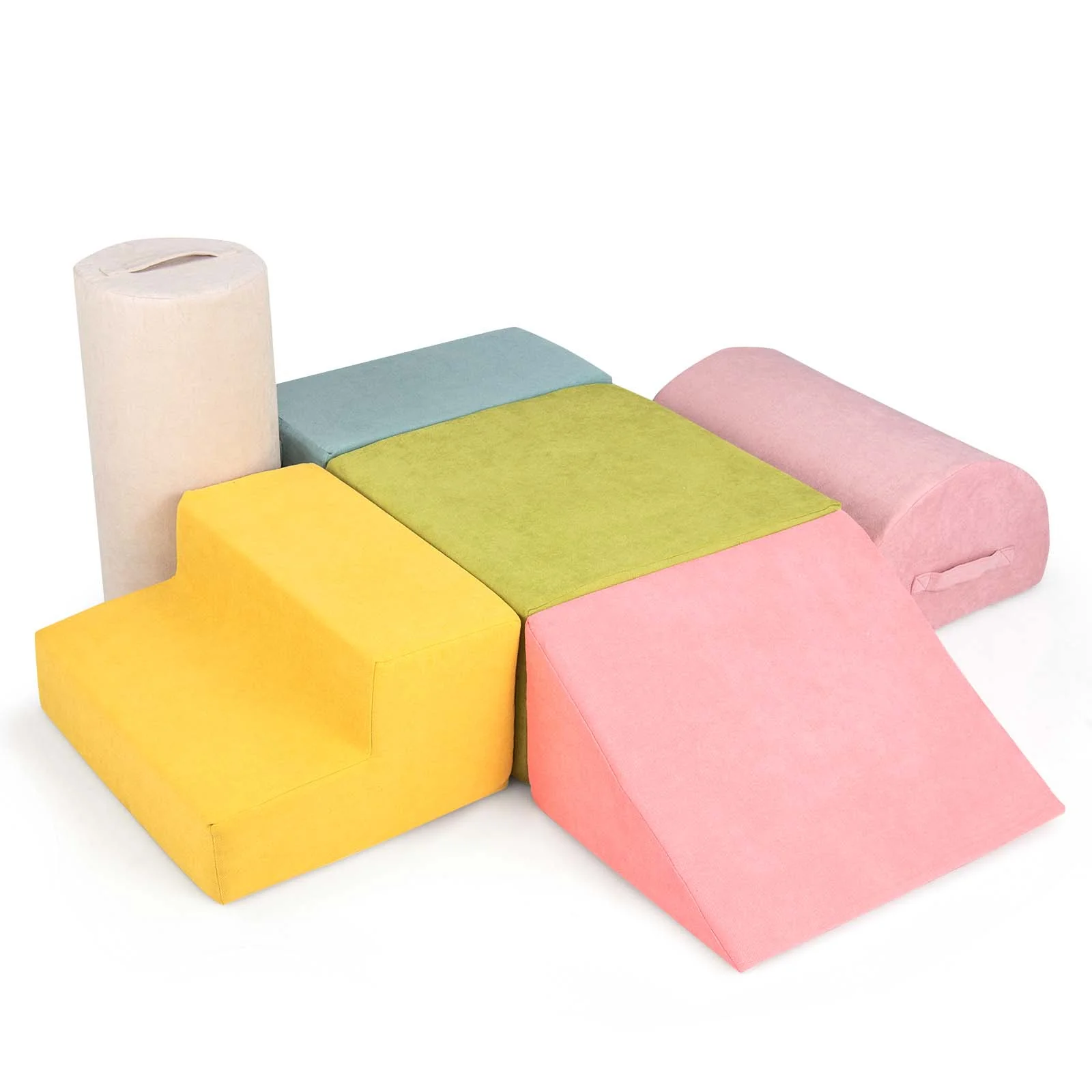 BABY JOY 6-Piece Baby Climb and Crawl Play Set, Kids Indoor Soft Play Foam w/Skin-Friendly Chenille Fabric - Image 11