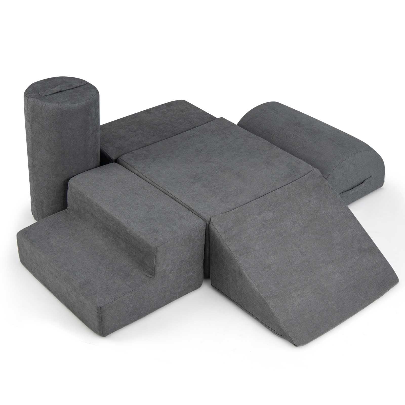 BABY JOY 6-Piece Baby Climb and Crawl Play Set, Kids Indoor Soft Play Foam w/Skin-Friendly Chenille Fabric - Image 12