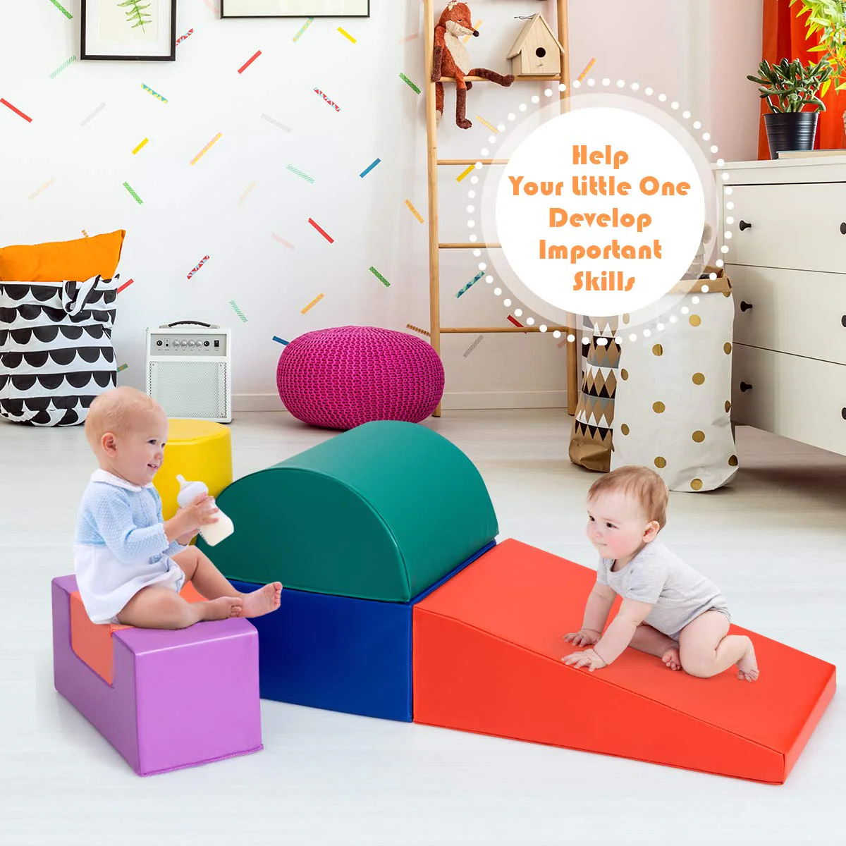 BABY JOY 6PCS Kids Crawl & Climb Foam Play Set - Image 4