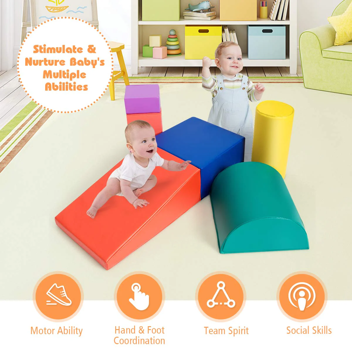 BABY JOY 6PCS Kids Crawl & Climb Foam Play Set - Image 5