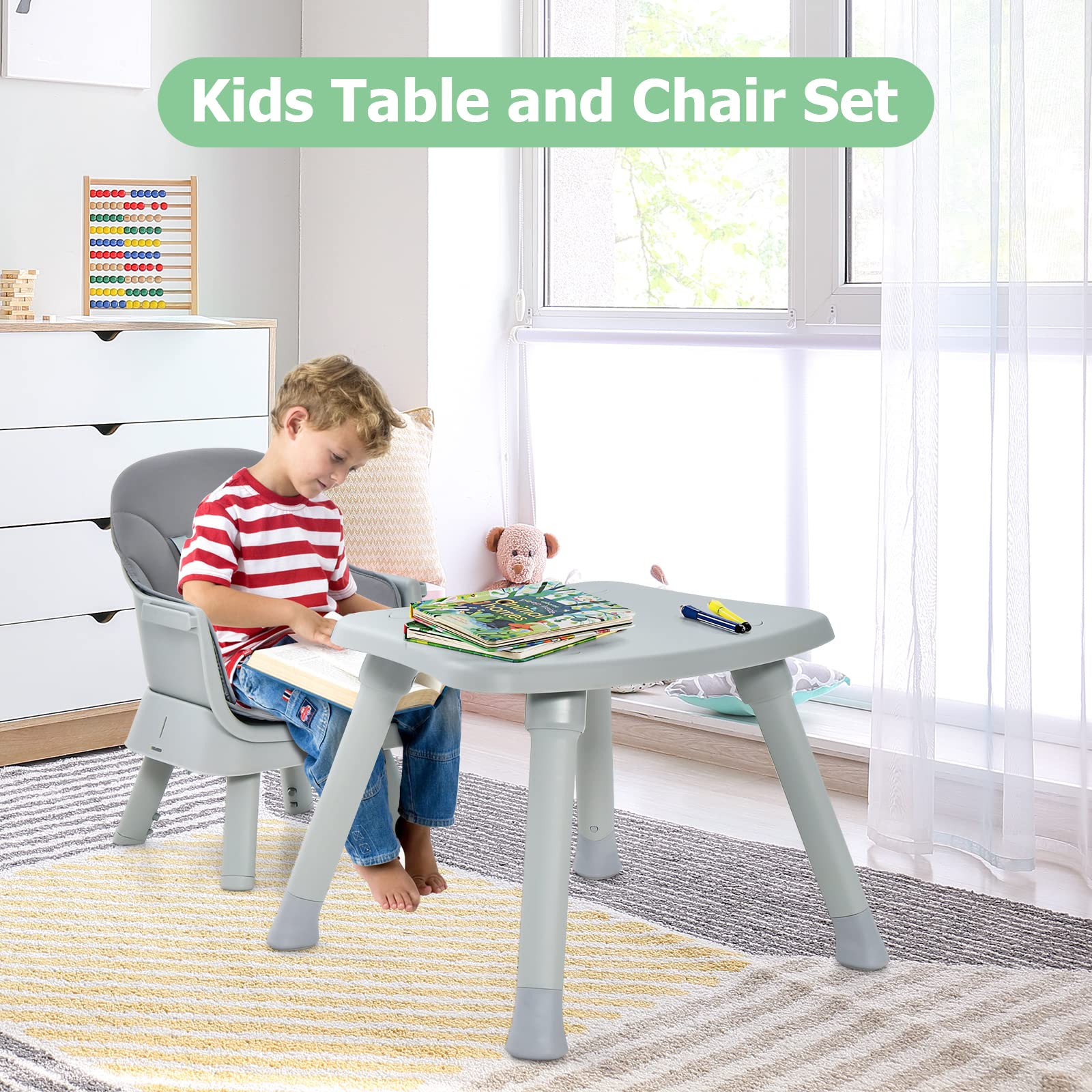 BABY JOY 8 in 1 Baby Highchair Convertible High Chair for Infants w/Adjustable & Washable Tray - Image 2