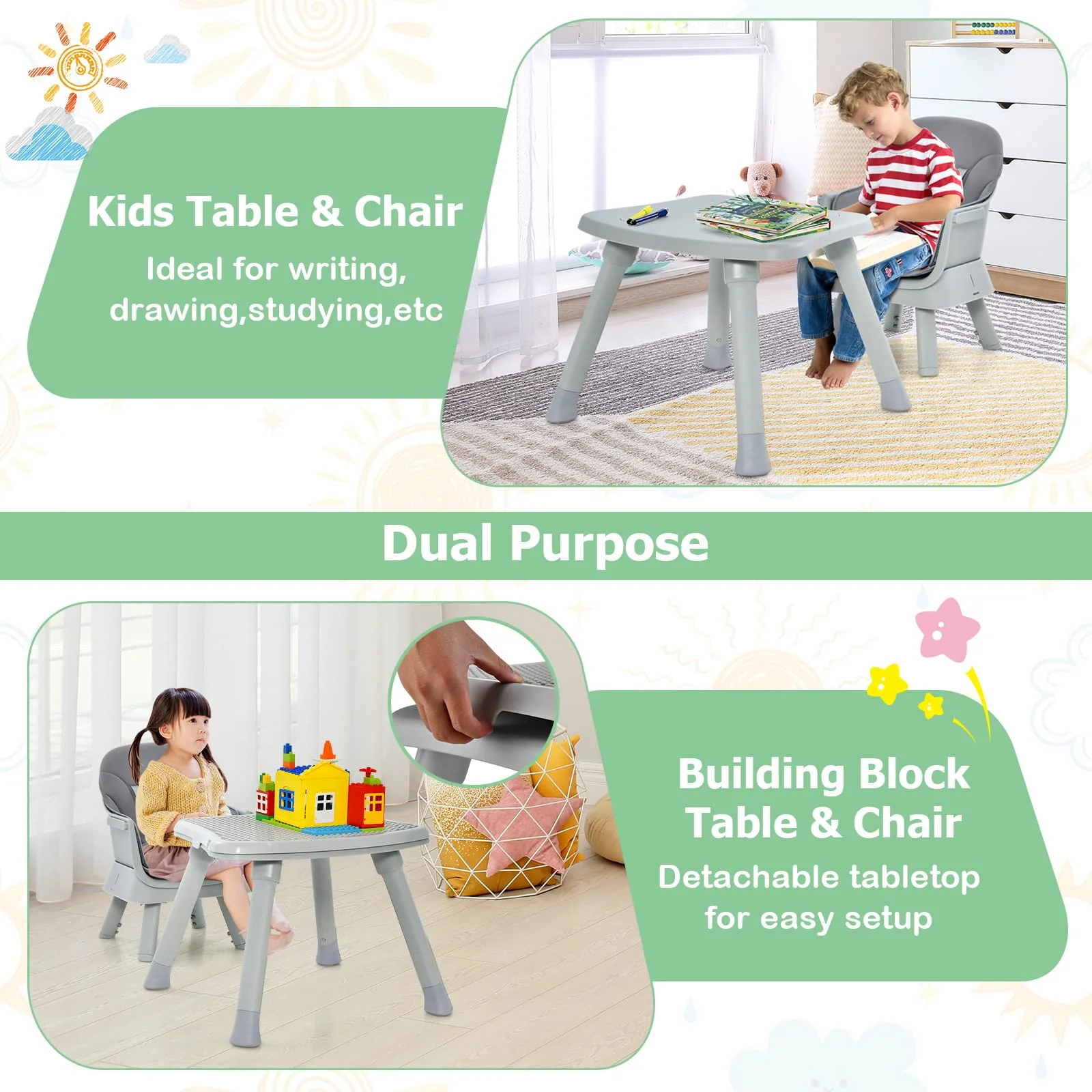 BABY JOY 8 in 1 Baby Highchair Convertible High Chair for Infants w/Adjustable & Washable Tray - Image 3