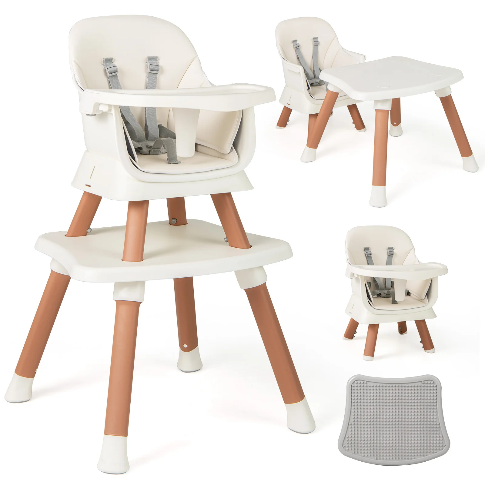 BABY JOY 8 in 1 Baby Highchair Convertible High Chair for Infants w/Adjustable & Washable Tray - Image 9