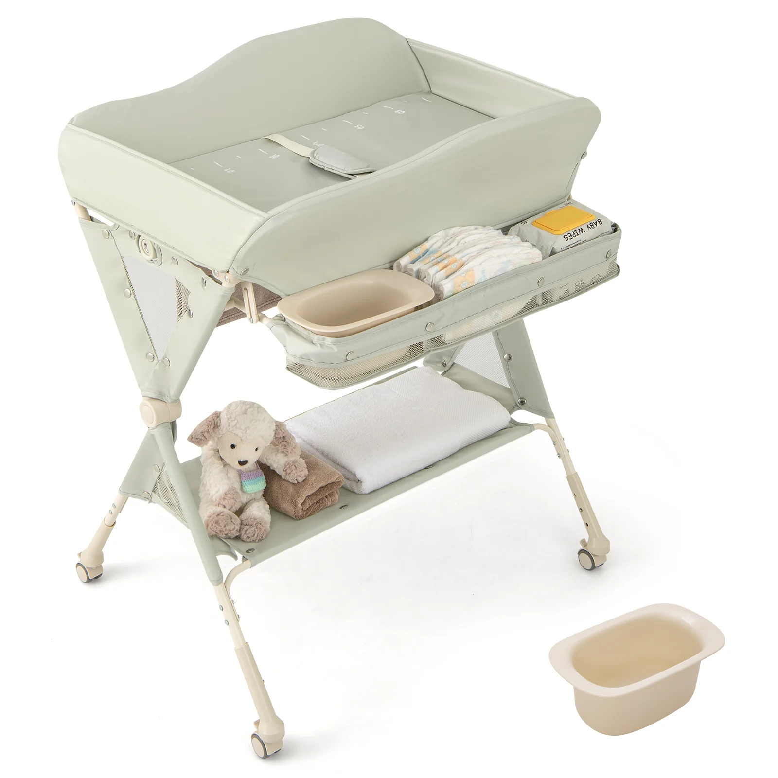 BABY JOY Baby Changing Table, Foldable Diaper Changing Station - Image 11