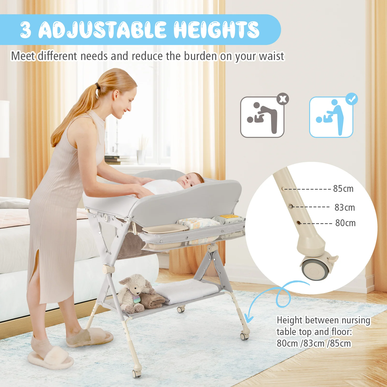 BABY JOY Baby Changing Table, Foldable Diaper Changing Station - Image 3