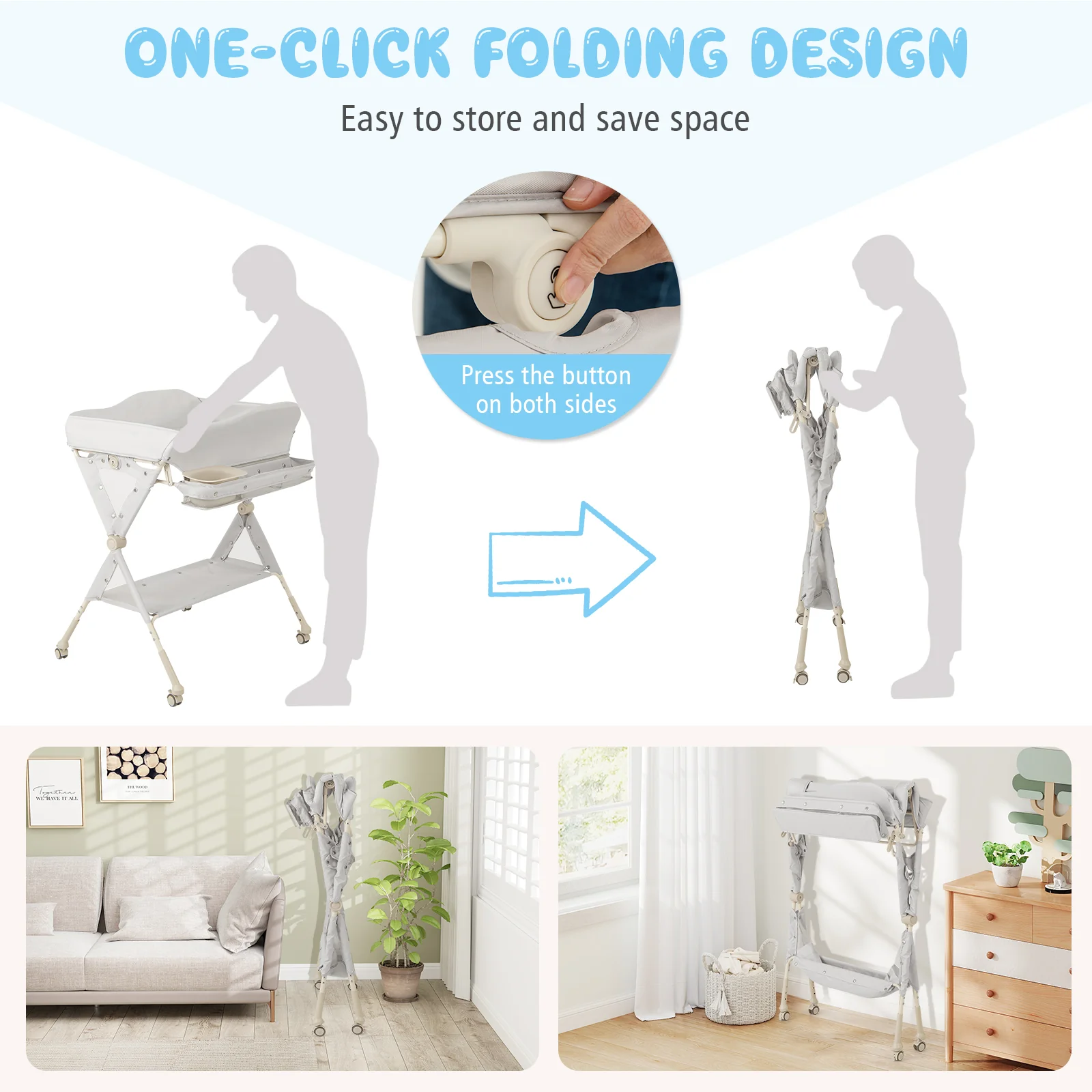 BABY JOY Baby Changing Table, Foldable Diaper Changing Station - Image 4