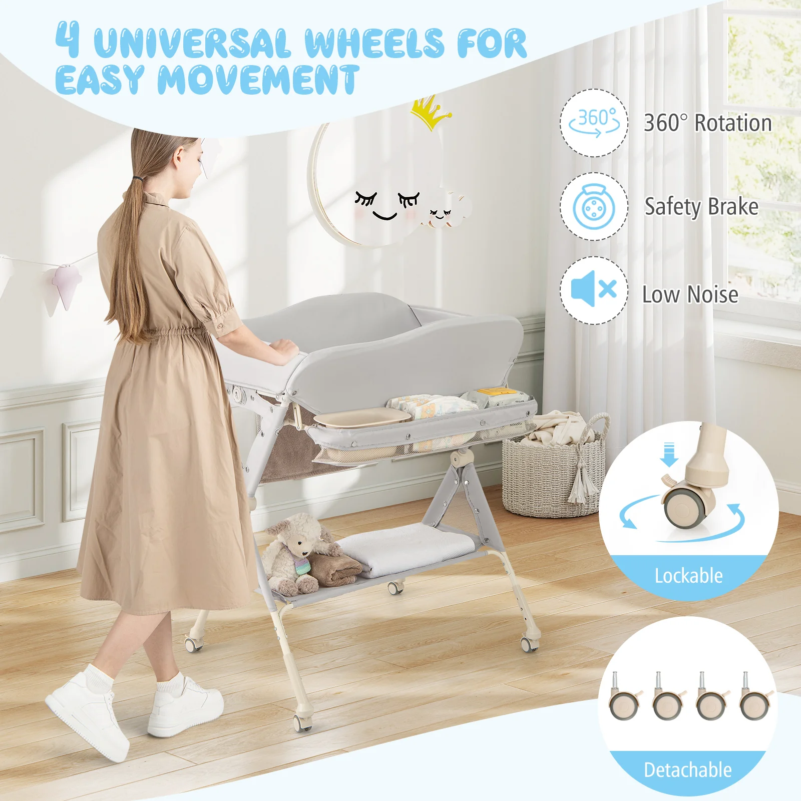 BABY JOY Baby Changing Table, Foldable Diaper Changing Station - Image 5
