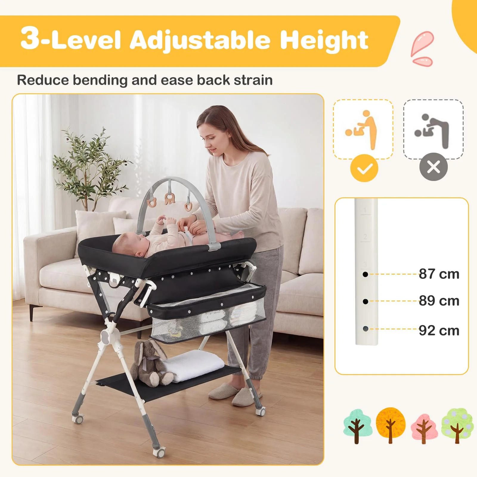 BABY JOY Baby Changing Table, Portable Nursery Organizer for Newborns - Image 4