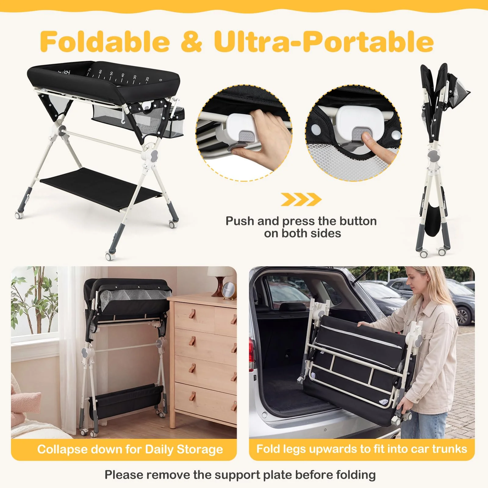 BABY JOY Baby Changing Table, Portable Nursery Organizer for Newborns - Image 5