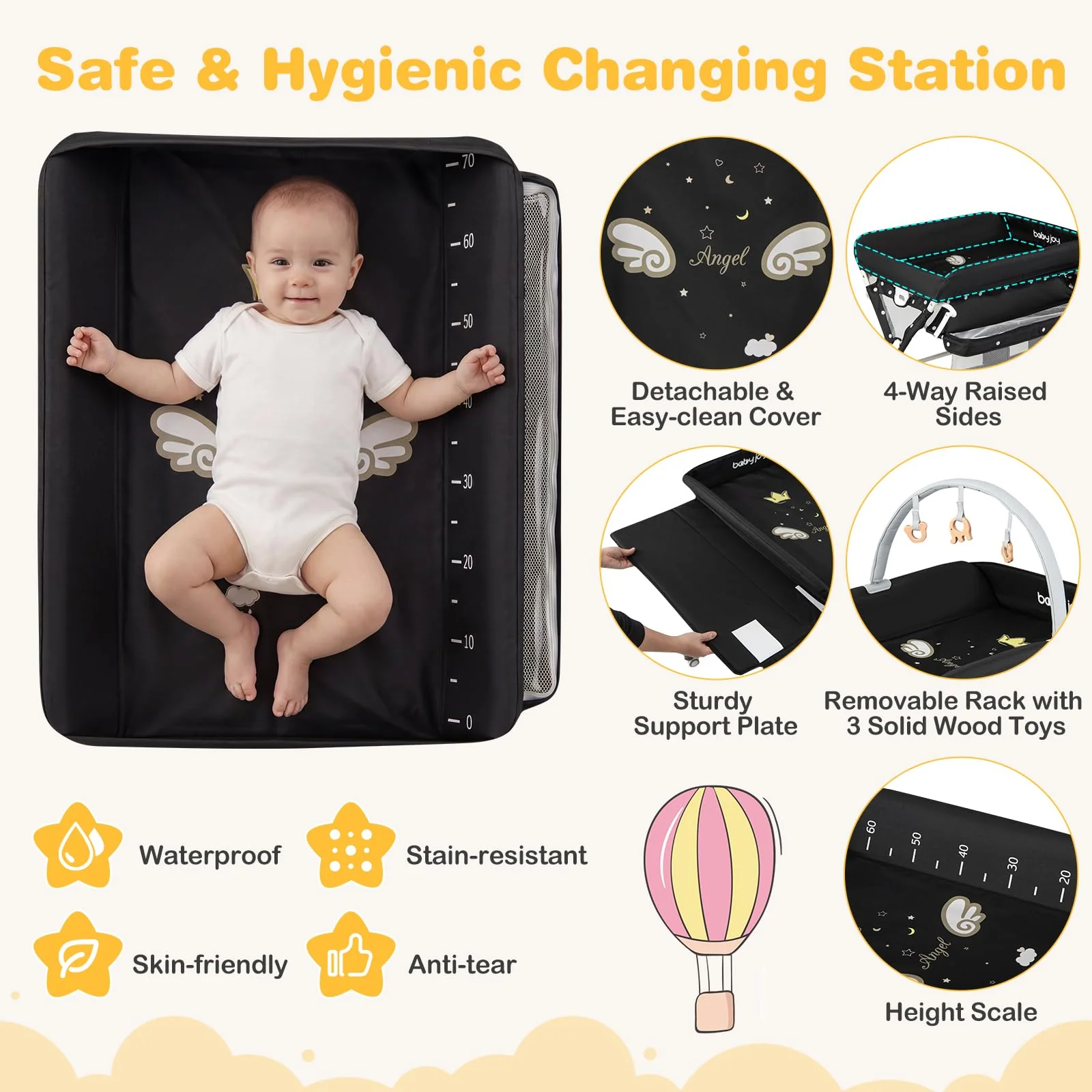 BABY JOY Baby Changing Table, Portable Nursery Organizer for Newborns - Image 6