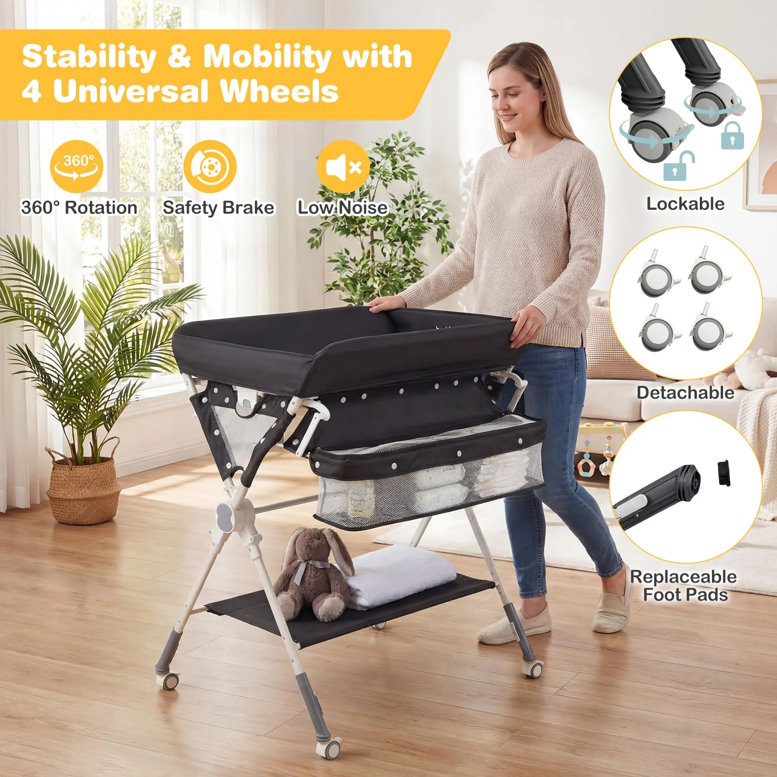 BABY JOY Baby Changing Table, Portable Nursery Organizer for Newborns - Image 7