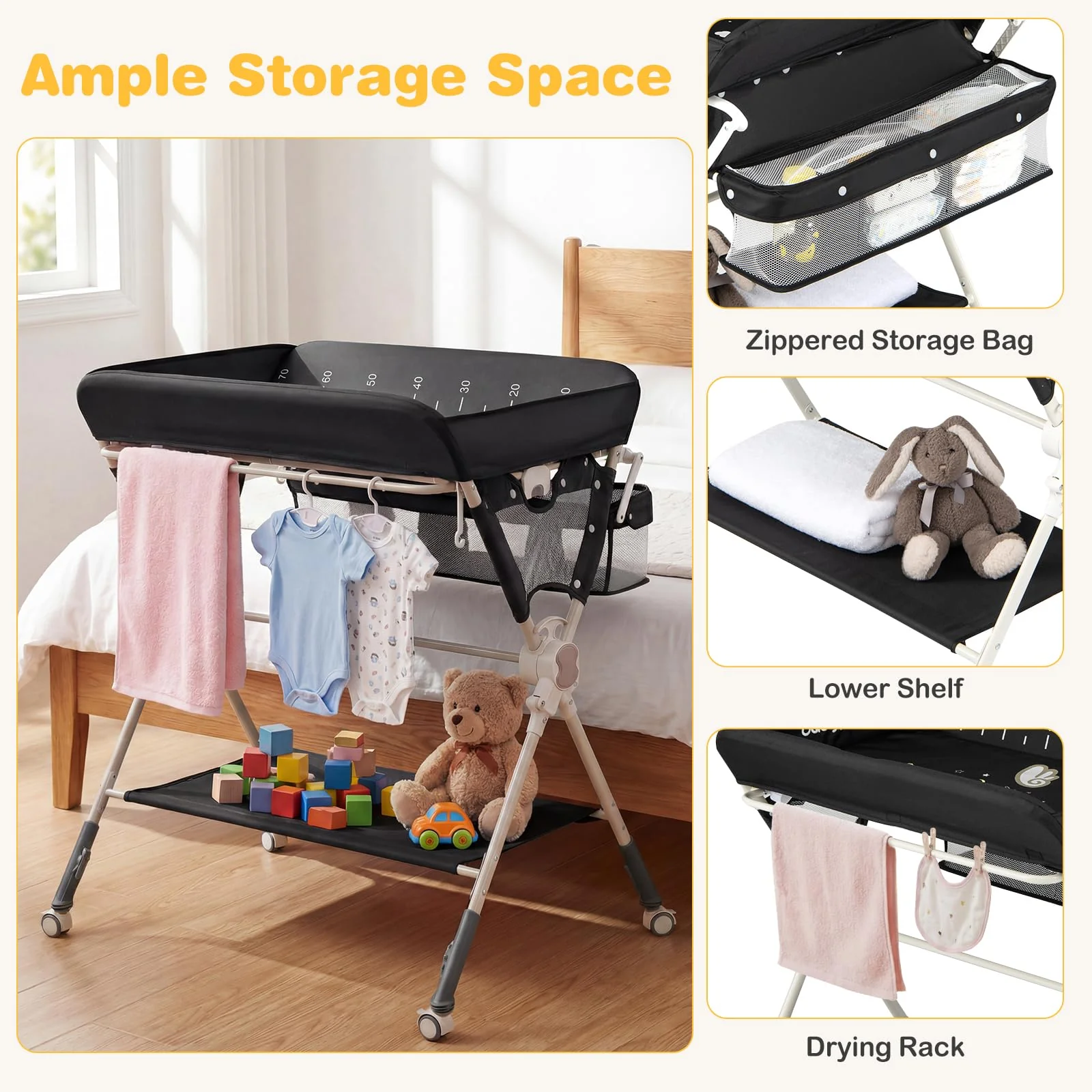 BABY JOY Baby Changing Table, Portable Nursery Organizer for Newborns - Image 8