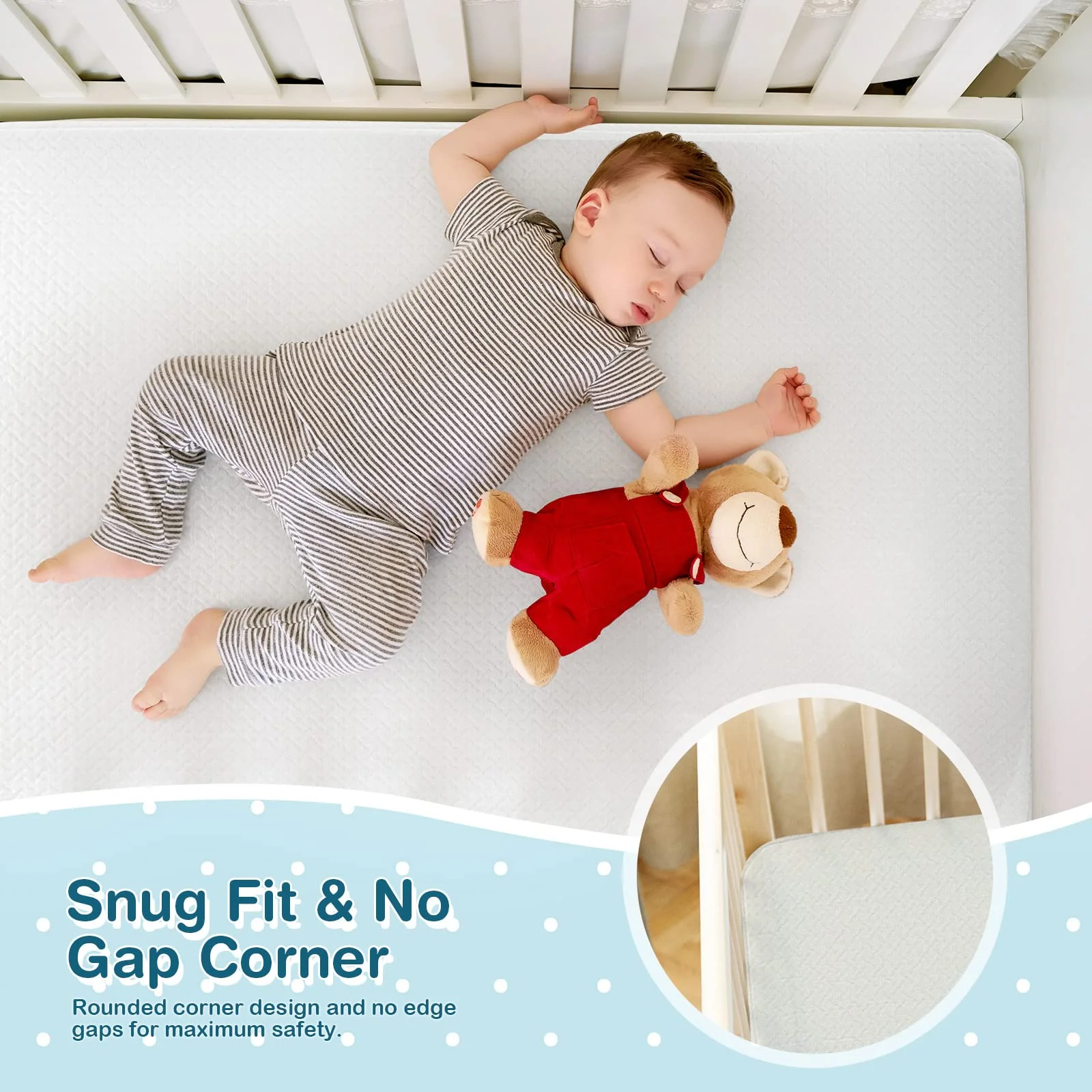 BABY JOY 97 x 68 cm Baby Cot Mattress, Dual Sided 8CM Thickness Toddler - Image 4