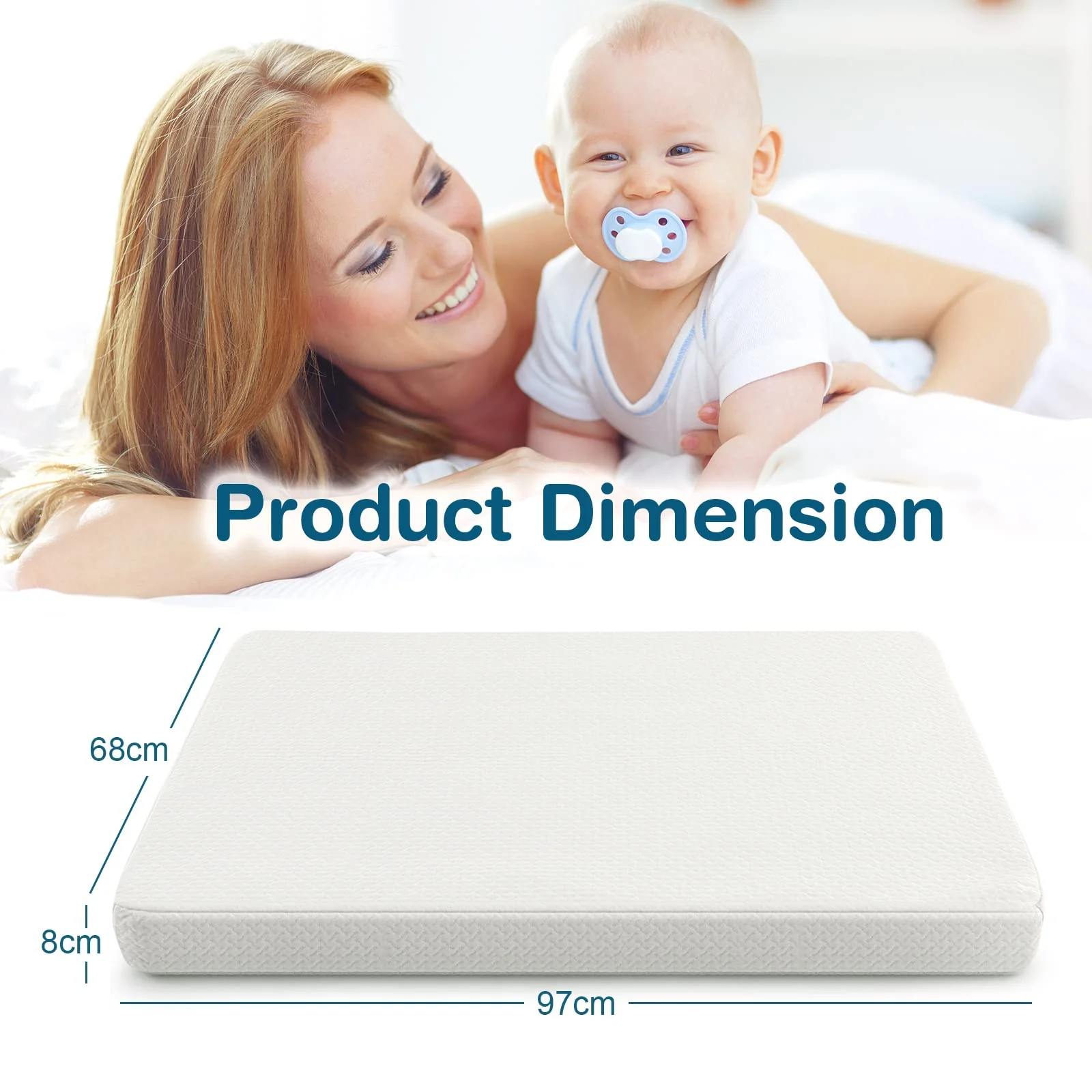 BABY JOY 97 x 68 cm Baby Cot Mattress, Dual Sided 8CM Thickness Toddler - Image 7