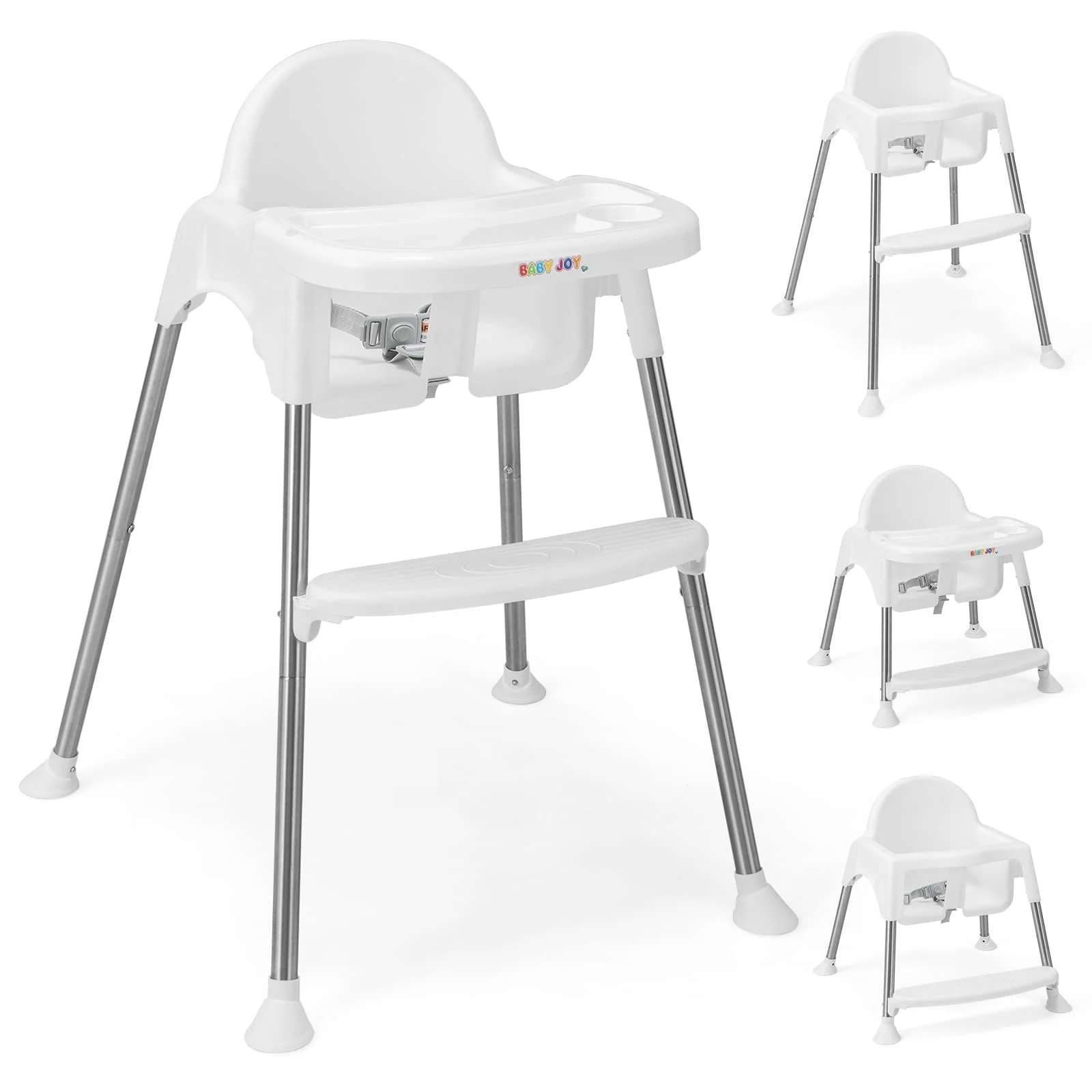 BABY JOY Baby High Chair, 4 in 1 Convertible Highchair with Adjustable Legs - Image 10