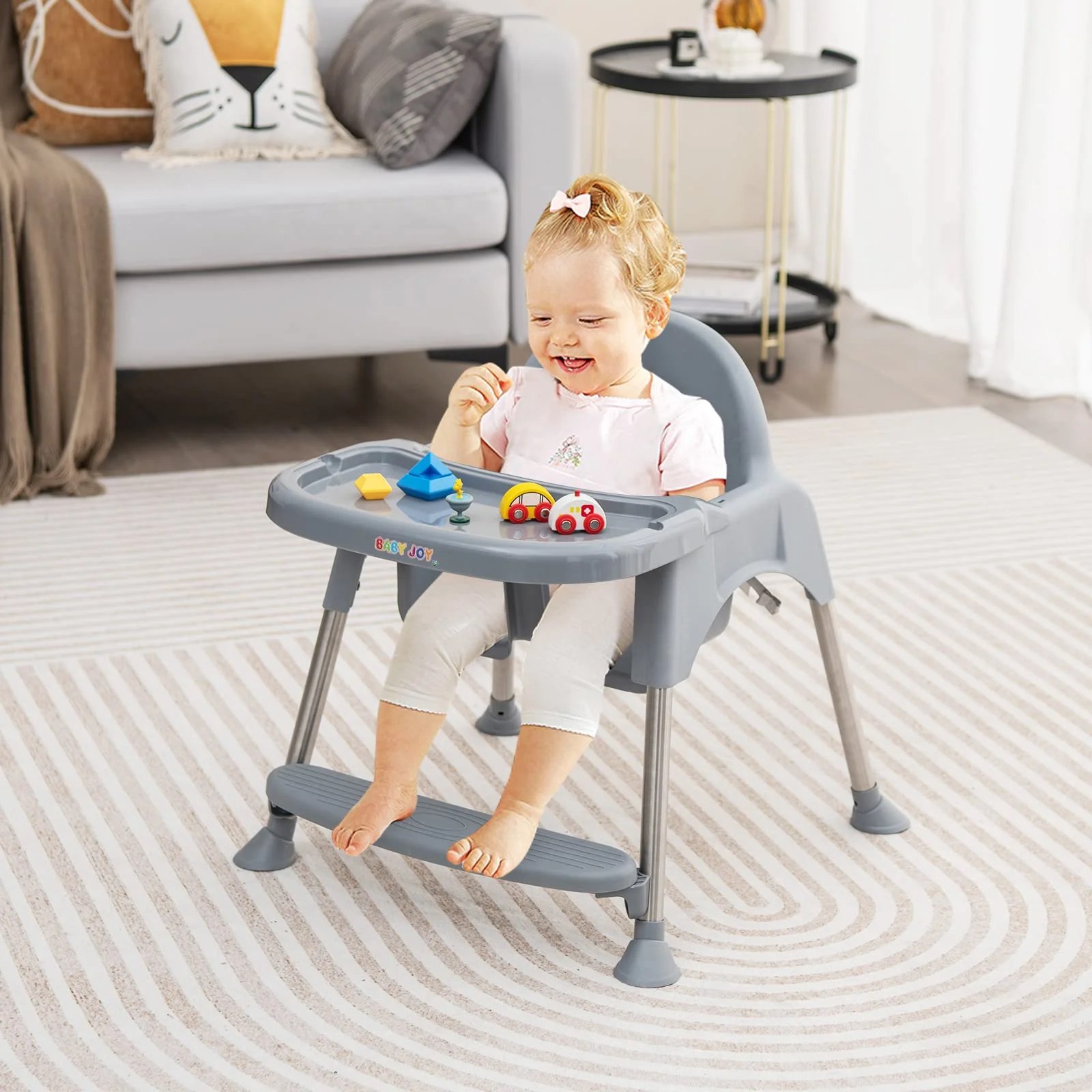 BABY JOY Baby High Chair, 4 in 1 Convertible Highchair with Adjustable Legs - Image 3