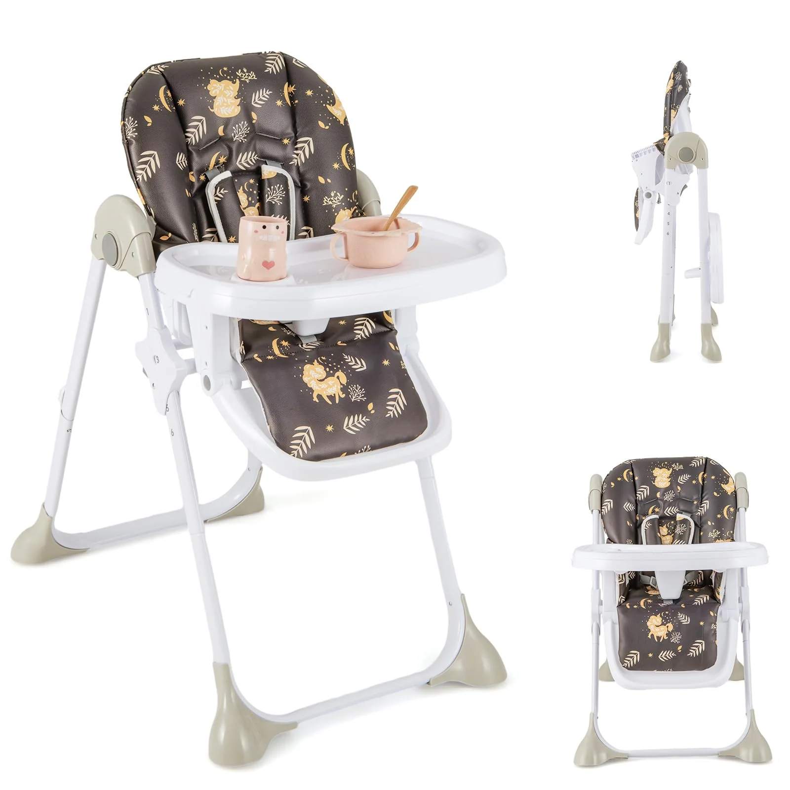 BABY JOY Baby High Chair, Folding Highchair for Toddlers w/Adjustable Height - Image 10