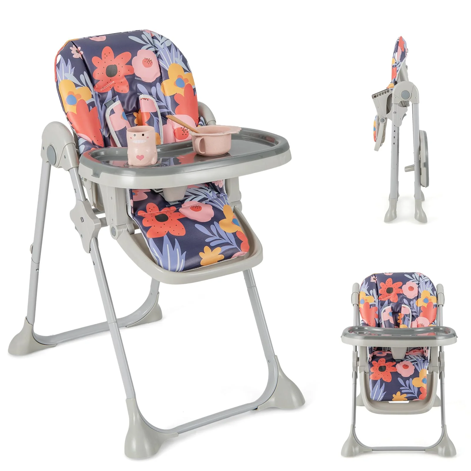 BABY JOY Baby High Chair, Folding Highchair for Toddlers w/Adjustable Height - Image 8