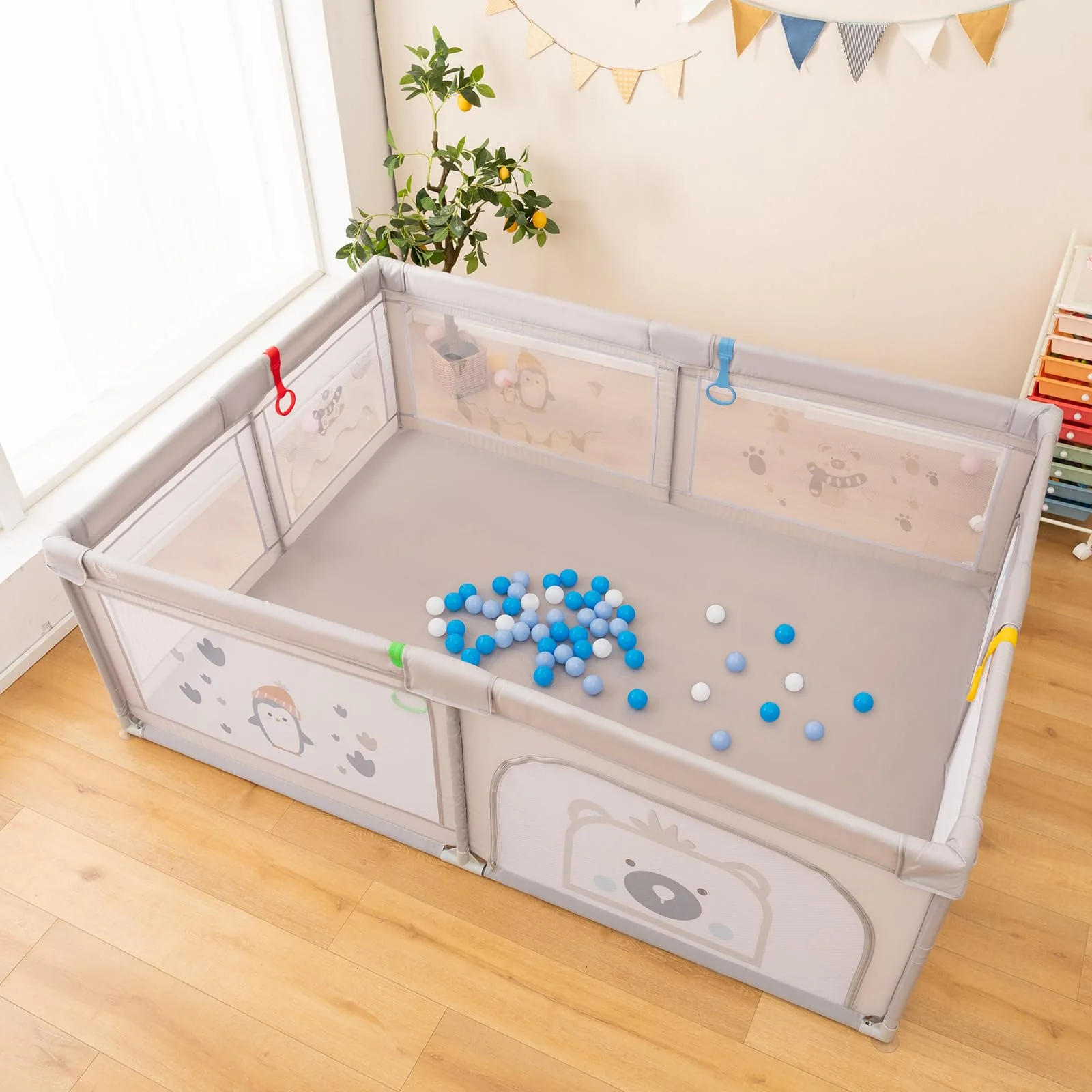 BABY JOY Baby Playpen, 205 x 147 cm Extra-Large Play Yard - Image 2