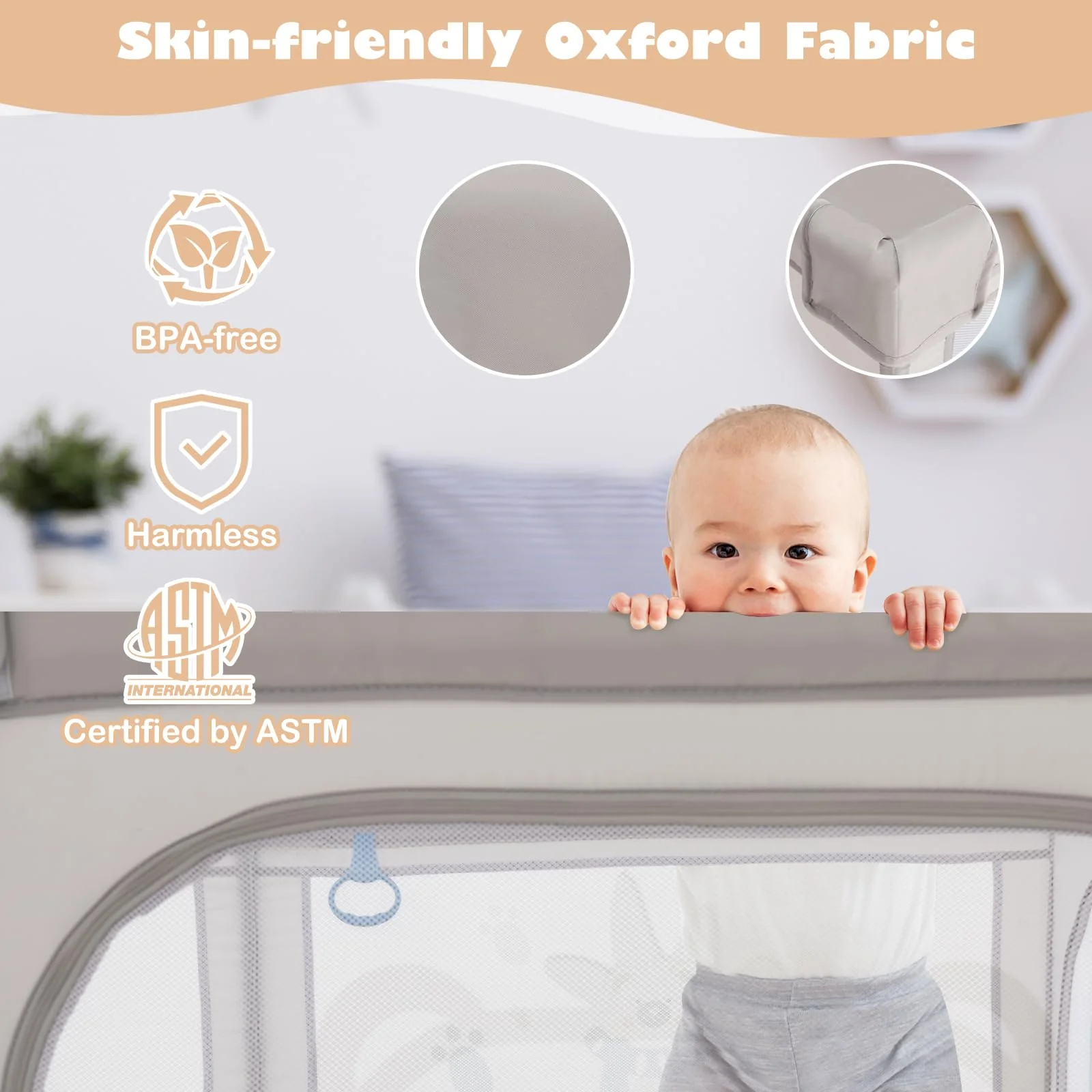 BABY JOY Baby Playpen, 205 x 147 cm Extra-Large Play Yard - Image 5