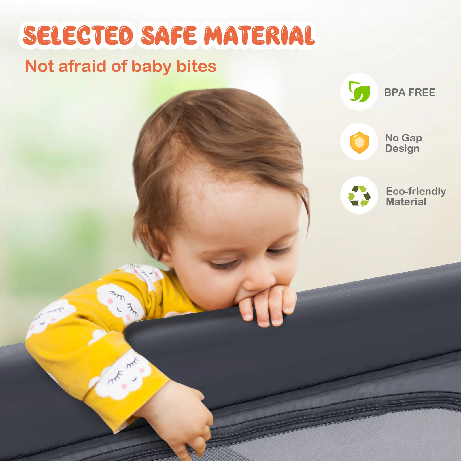 BABY JOY Baby Playpen Large Play Activity Center for Babies w/50 Balls, 2 Pull Rings - Image 9
