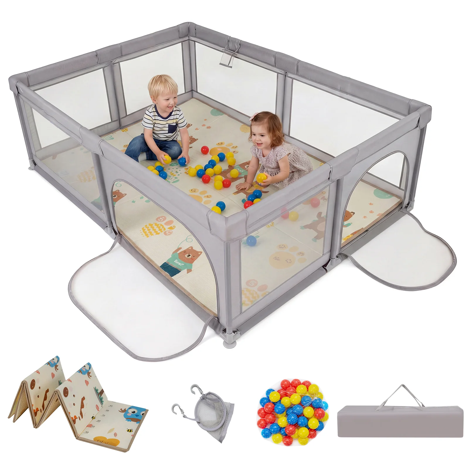 Baby Playpen with Foldable Mat for Infants and Toddlers - Image 11