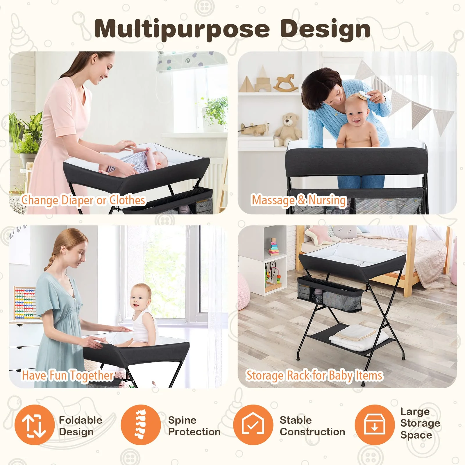 BABY JOY Baby Portable Changing Table - Image 4