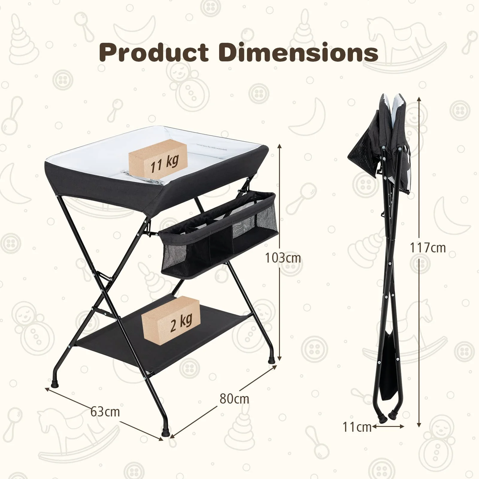 BABY JOY Baby Portable Changing Table - Image 7