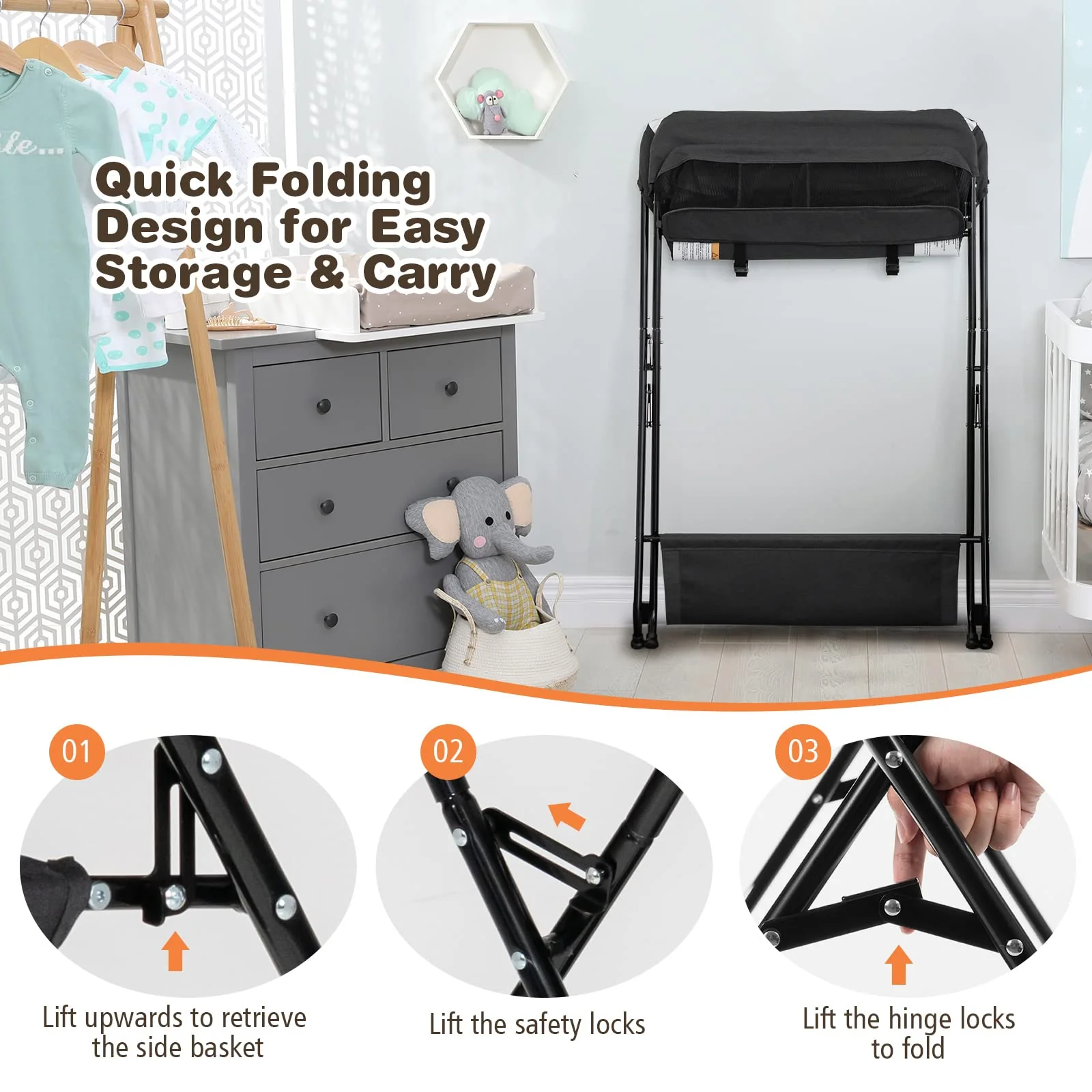 BABY JOY Baby Portable Changing Table - Image 8