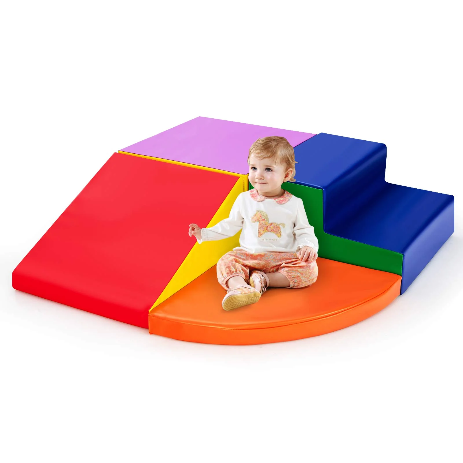BABY JOY 4-Piece Climb and Crawl Foam Play Set, Soft Toddler Corner Climbing Sliding Blocks - Image 13