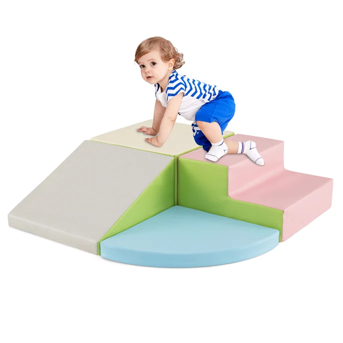 BABY JOY 4-Piece Climb and Crawl Foam Play Set, Soft Toddler Corner Climbing Sliding Blocks - Image 15