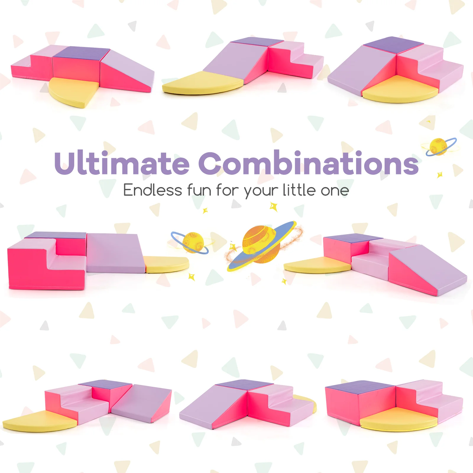BABY JOY 4-Piece Climb and Crawl Foam Play Set, Soft Toddler Corner Climbing Sliding Blocks - Image 4
