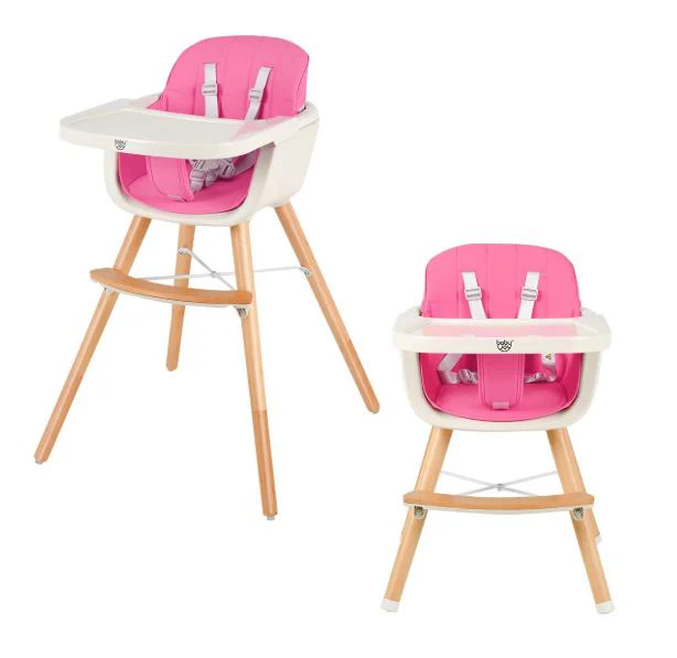 BABY JOY Convertible Baby High Chair, 3-in-1 Wooden High Chair/Booster/Chair with Removable Tray - Image 11