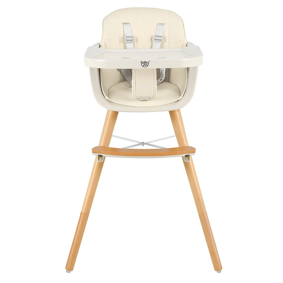 BABY JOY Convertible Baby High Chair, 3-in-1 Wooden High Chair/Booster/Chair with Removable Tray - Image 12