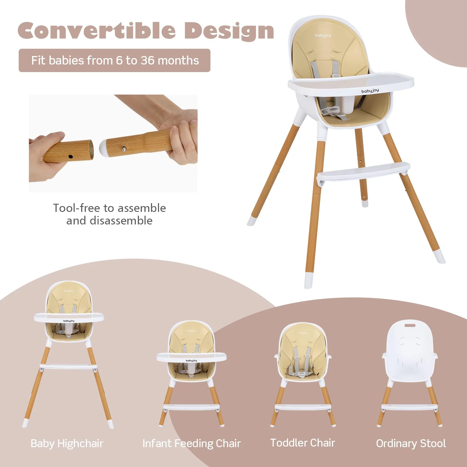 BABY JOY Convertible Baby Highchair - Image 8