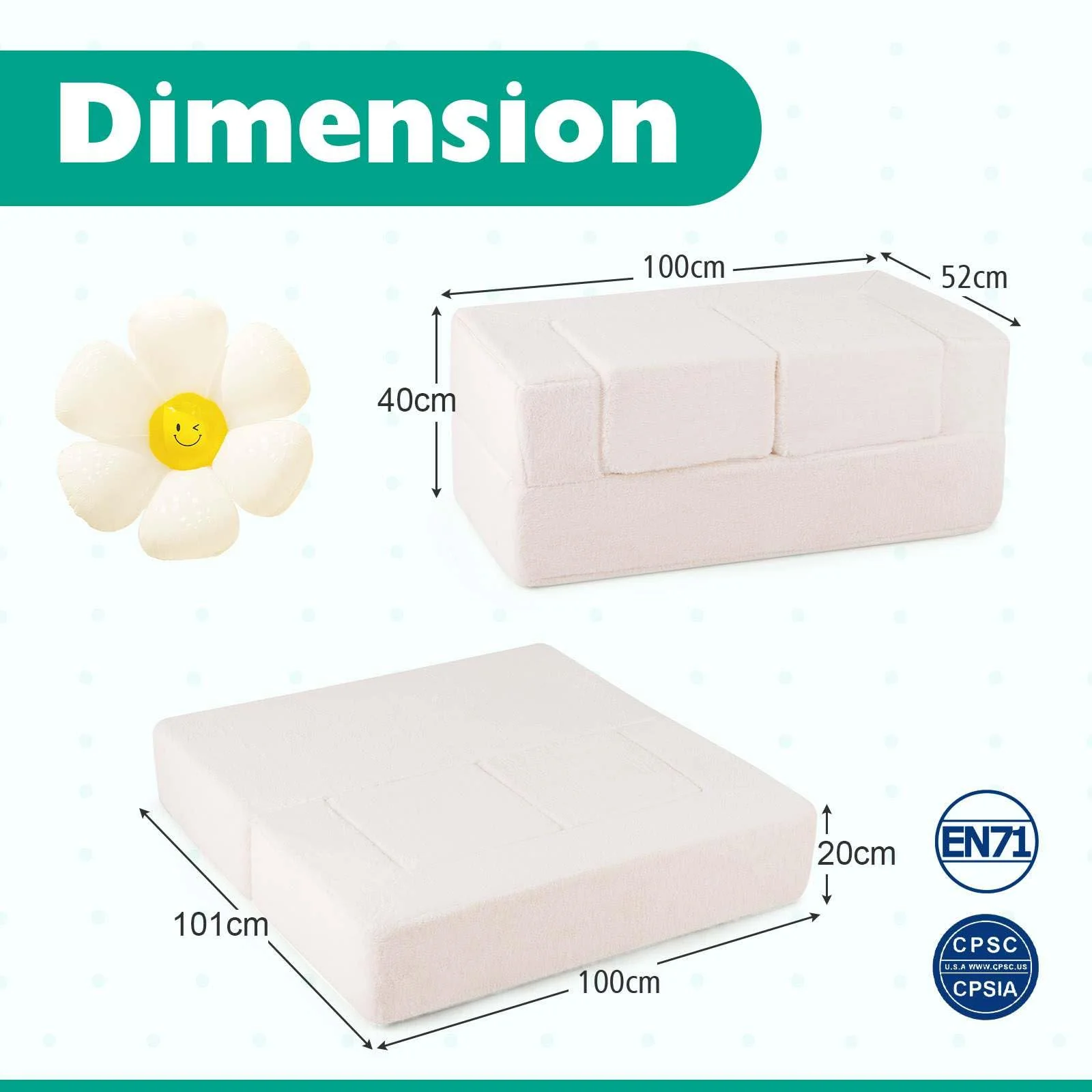 Baby Joy Convertible Foam Armchair for Children - Image 3