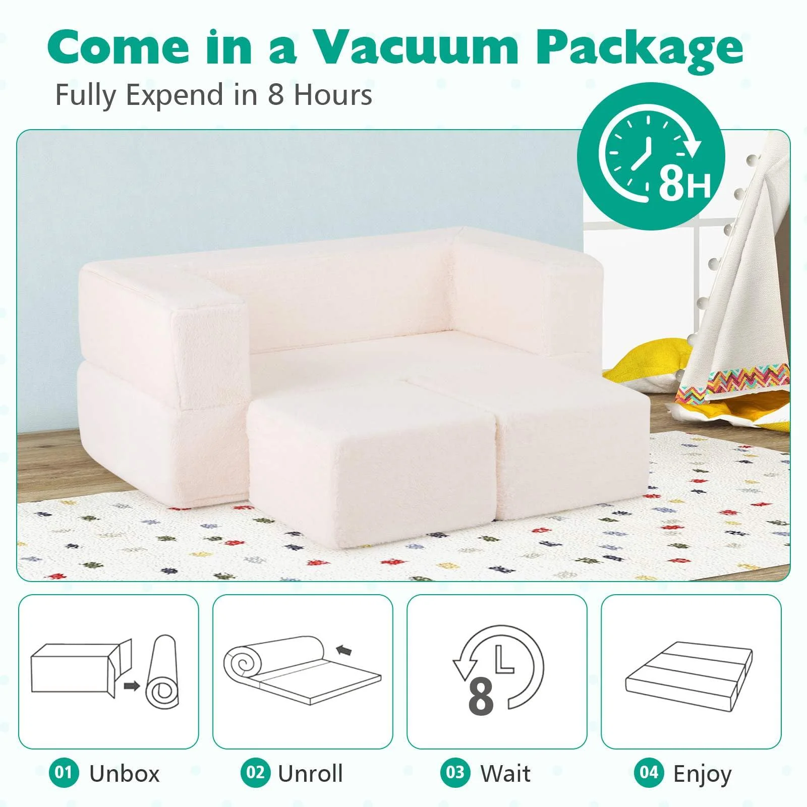 Baby Joy Convertible Foam Armchair for Children - Image 6