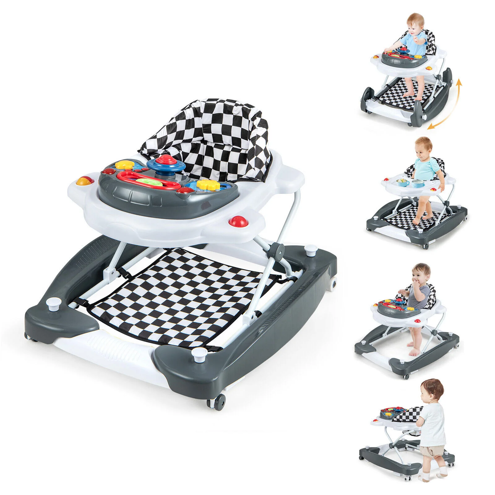 BABY JOY Foldable 6 in 1 Baby Walker Adjustable Toddler Walker Activity Center - Image 12