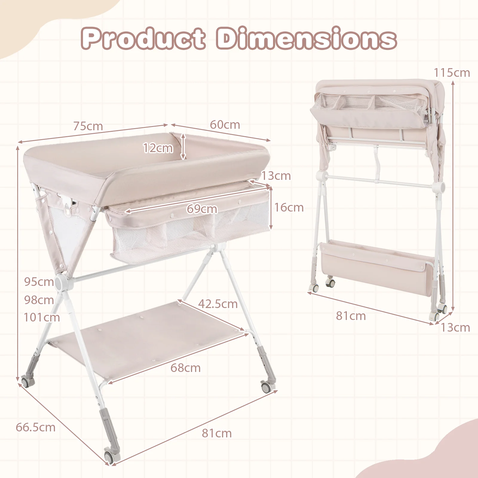 BABY JOY Foldable Baby Changing Table - Image 16