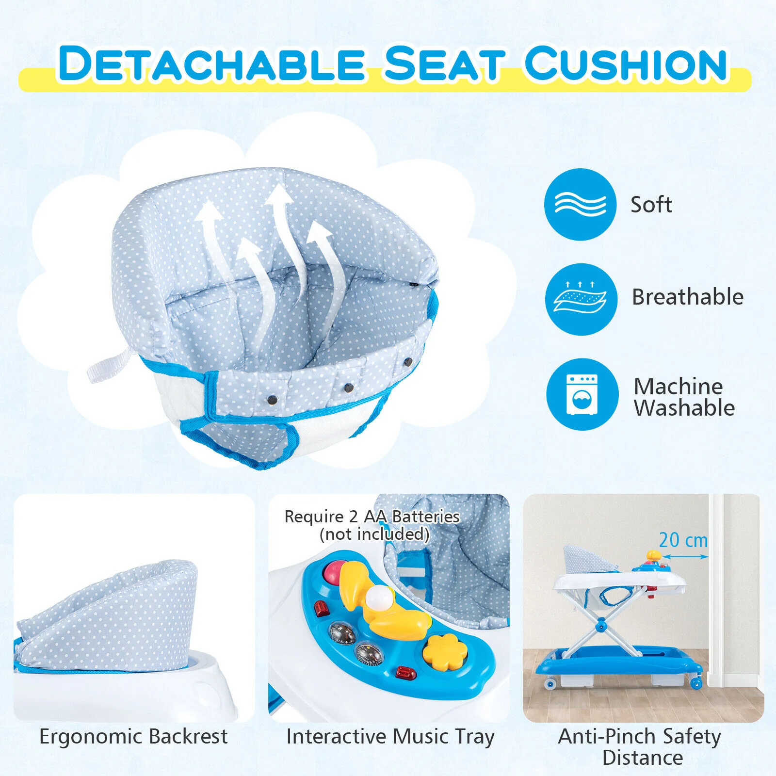 BABY JOY Foldable Baby Walker Adjustable Toddler Activity Center Push Walker - Image 10