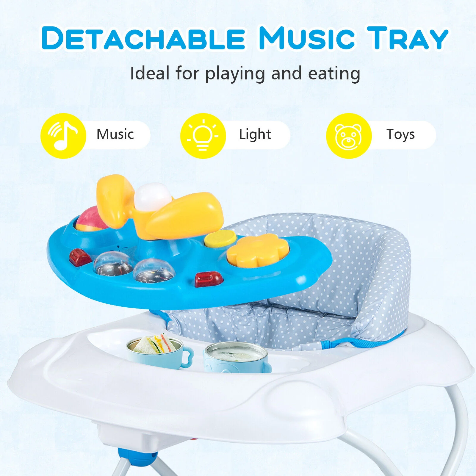 BABY JOY Foldable Baby Walker Adjustable Toddler Activity Center Push Walker - Image 7