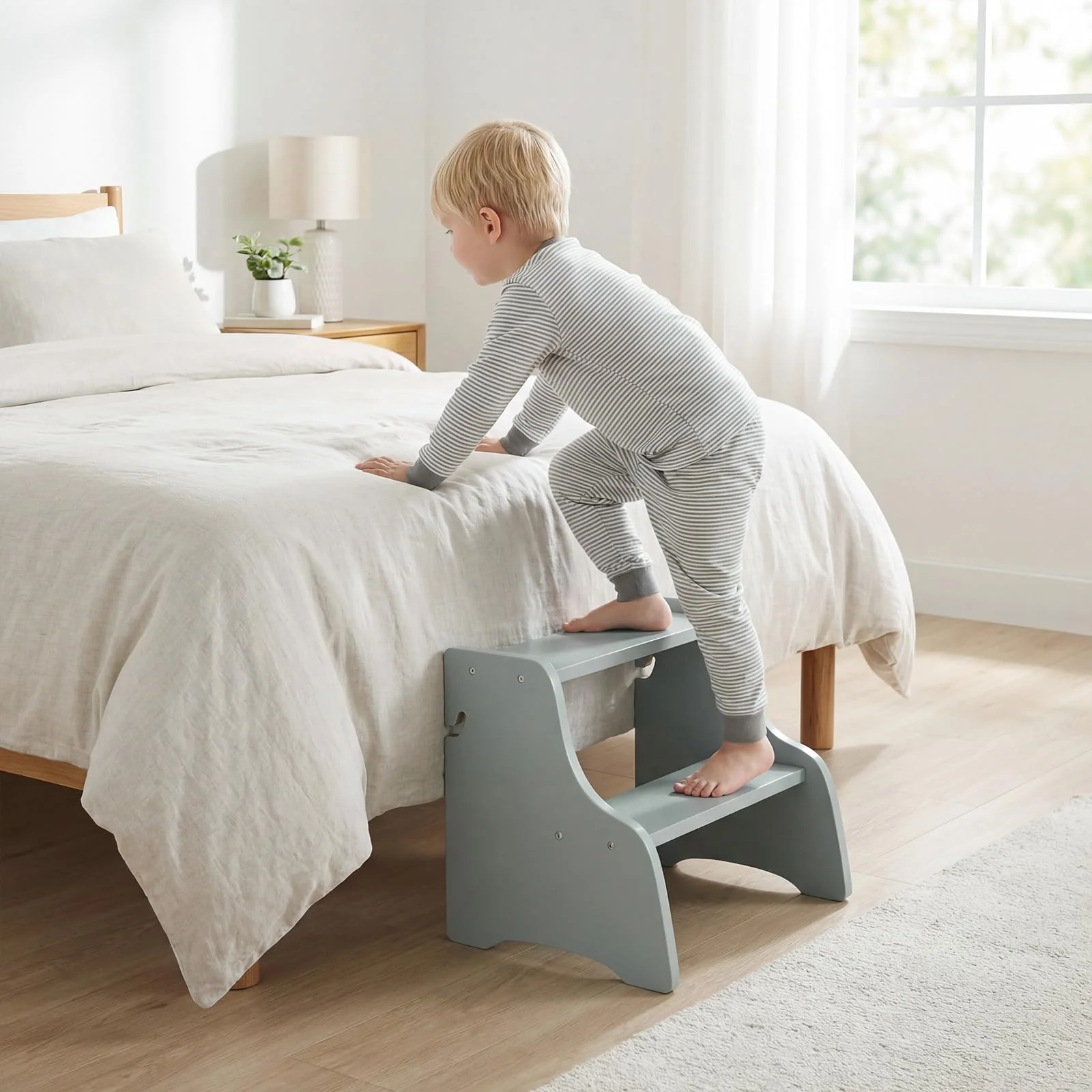 BABY JOY Foldable Toddler Tower with 3 Using Modes Step Stool Standing Kitchen Tower - Image 4