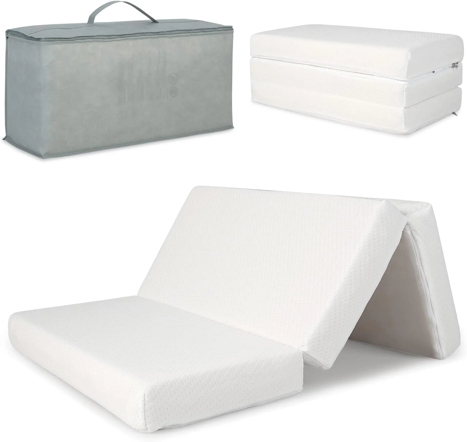 BABY JOY Folding Baby Cot Mattresses, 97 x 68 x 5cm Dual-Sided Foam Crib Mattresses w/Carrying Bag & Removable Zippered Cover - Image 9