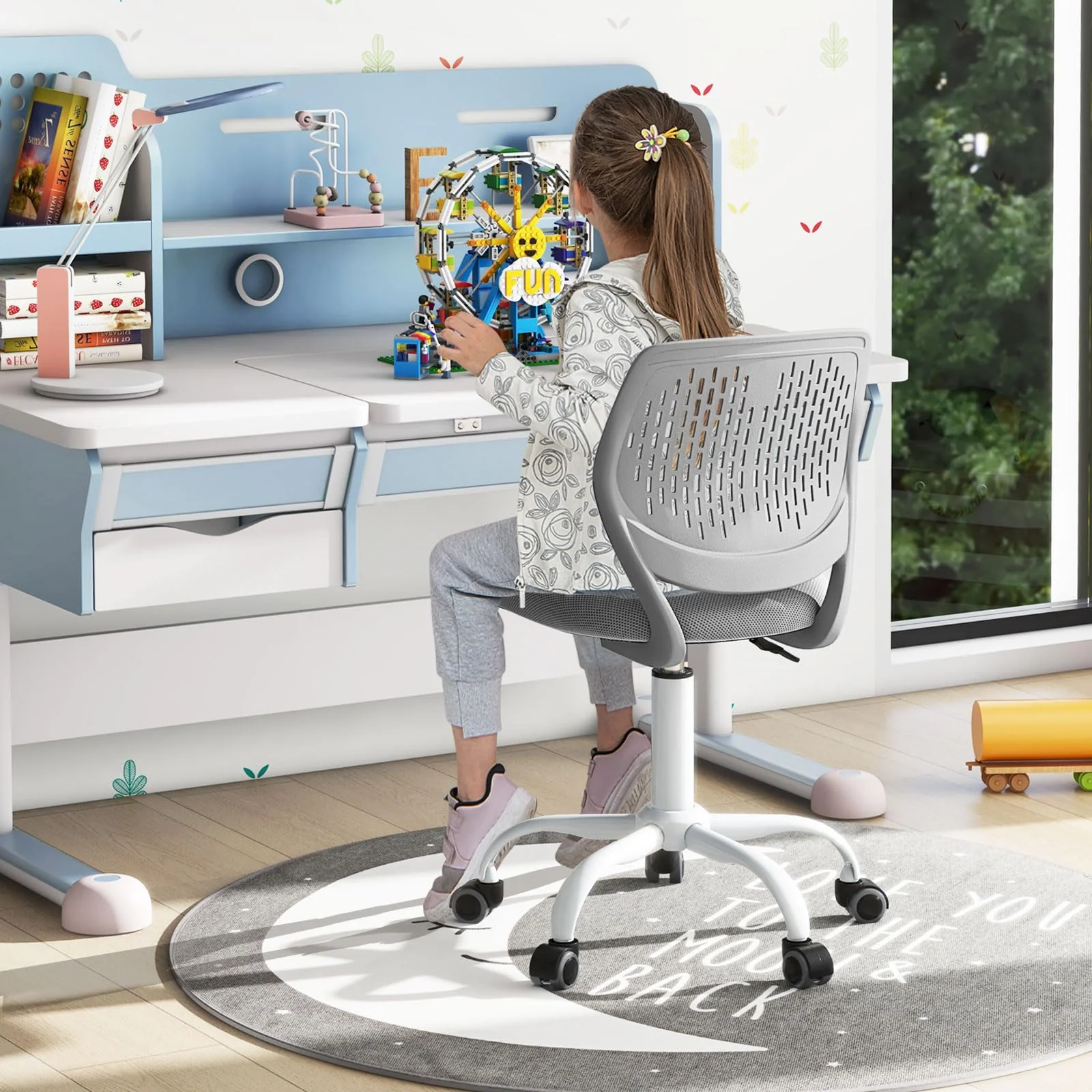 BABY JOY Height-Adjustable Ergonomic Kids Desk Chair, Kids Mesh Computer Chair - Image 7
