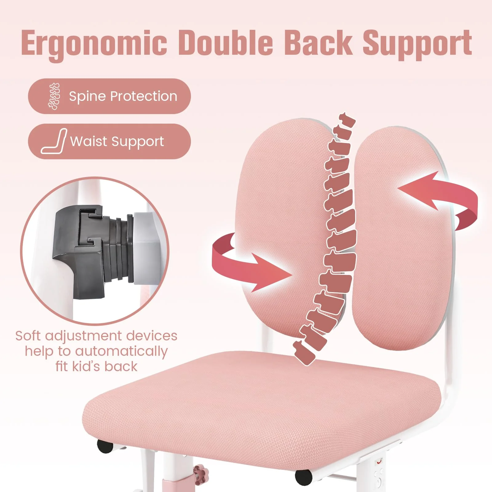 BABY JOY Height-Adjustable Kids Desk Chair, Ergonomic Children Study Chair - Image 4