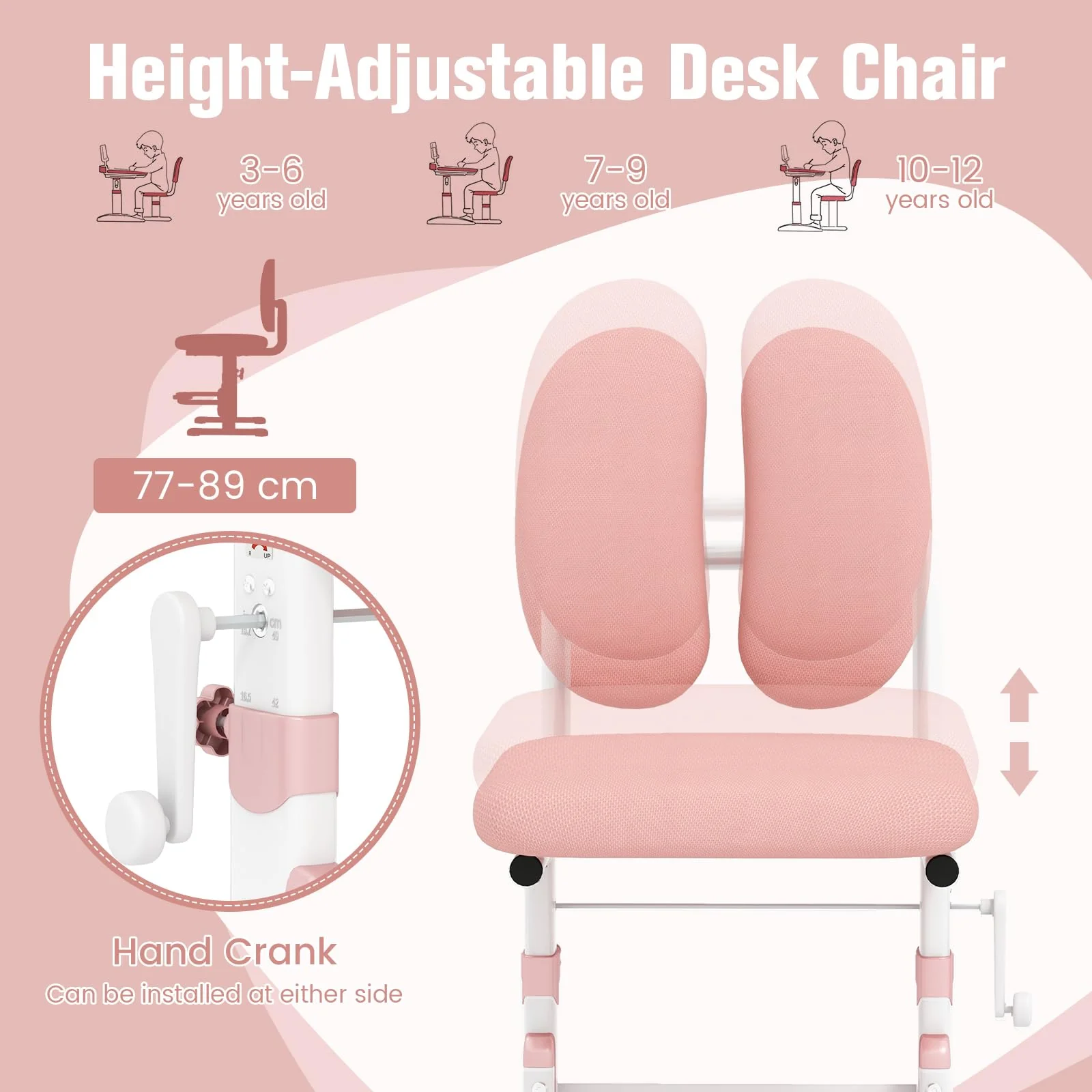 BABY JOY Height-Adjustable Kids Desk Chair, Ergonomic Children Study Chair - Image 5